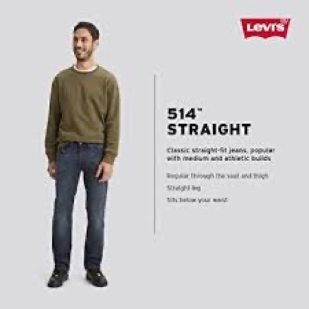 Levis 514 men’s lightweight blue jeans